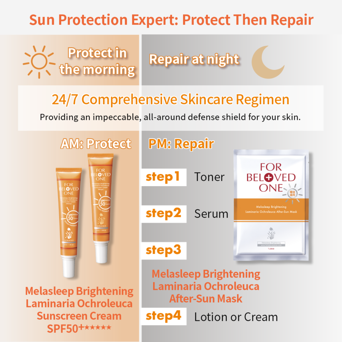 For Beloved One Melasleep Brightening Laminaria Ochroleuca After-Sun Mask 4pcs