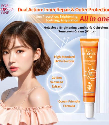 For Beloved One Melasleep Brightening Laminaria Ochroleuca Sunscreen Cream 30ml | SPF50+ PA★★★★★ | Ocean-Friendly | Beige